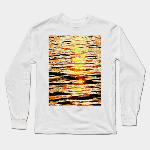 sunset glistening on water Long Sleeve T-Shirt by Banyu_Urip